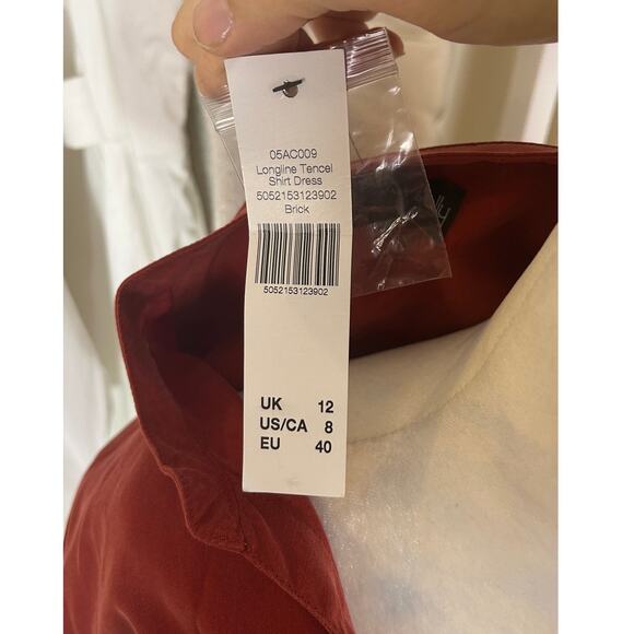 Long Tall Sally Women's Sz 8 Tall Burnt Orange Midi Tie Waist Shirt Dress #0600 - Picture 9 of 14